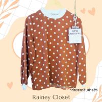 Rainey Closet - เสื้อแขนยาวผ้าชีฟองพิมพ์ลาย Polka dot เสื้อลายจุด