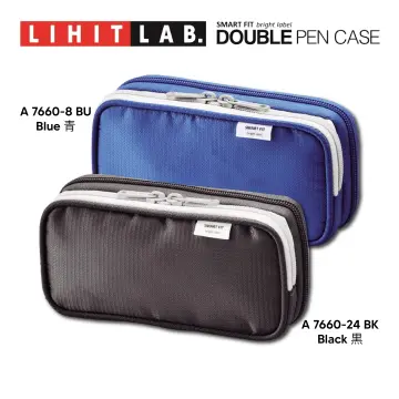 Lihit Lab. A-7661 Smart Fit Bright Label Double Pen Case Big-size