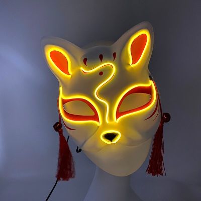 อุปกรณ์ประกอบการ Cosplay ปาร์ตี้งานปาร์ตี้เทศกาลครึ่งแมวอนิเมะสุนัขจิ้งจอกญี่ปุ่นไฟ LED ส่องสว่าง