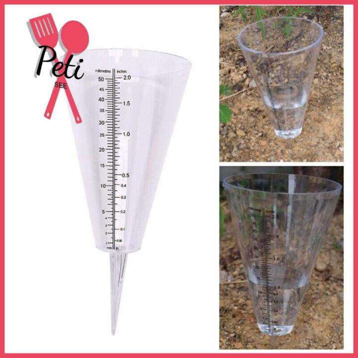 PETISEE Gardens Wooden Ground Stake EasyRead Gauging Tools Rainfall