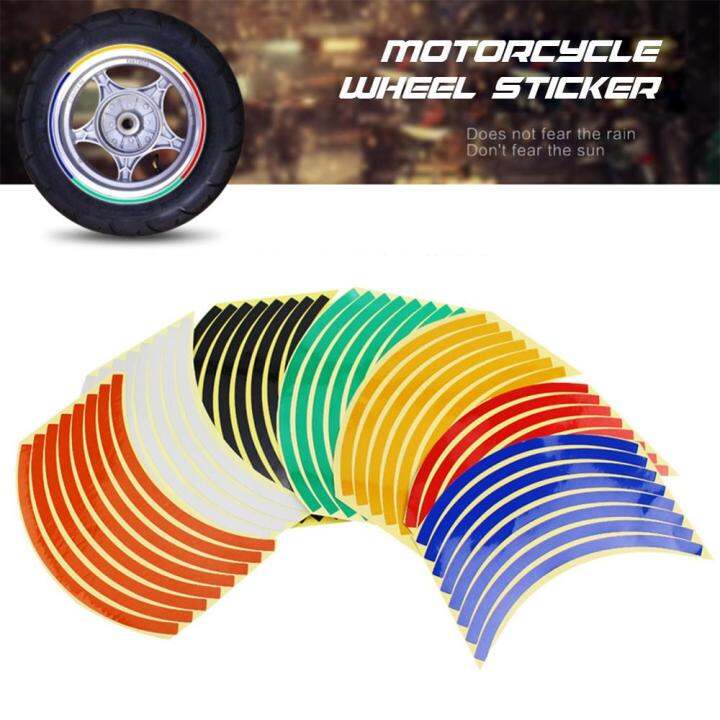 16Pcs 10/12/14inch Universal Motorcycle Wheel Rim Reflective Stickers