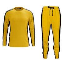 Bruce Lee T-Shirt Pants Adults Yellow Wushu Uniforms Kung Fu Set Wu Shu Chinese Costume Clothes For Men Martial Arts Sets