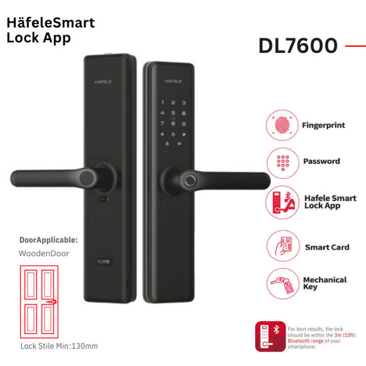 Hafele DL7600 App Digital Lock (Wooden Door) Lazada