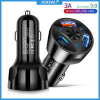 BOKEWU 3พอร์ตที่ชาร์จแบตในรถ USB ชาร์จเร็ว QC3.0 PD20W USB-C ที่ชาร์จโทรศัพท์ในรถยนต์ USB ที่ชาร์จ Type-C