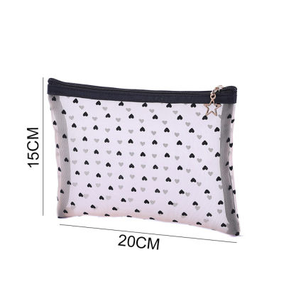 Home Love Mesh Accessories Zipper Pouches Cosmetic Bag Makeup Bags