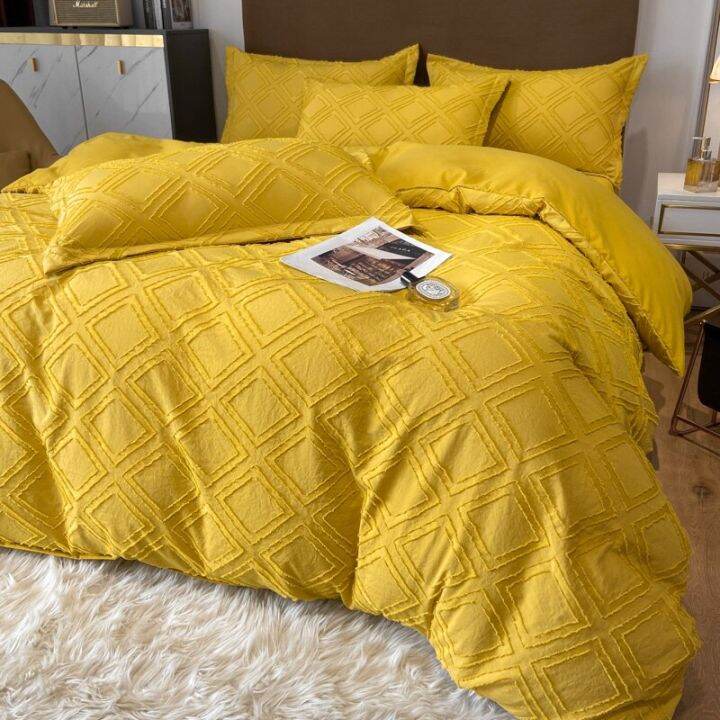 Egyptian Cotton Bed Sheet SolidColor Quilt Cover Bedlinen Bedding Set