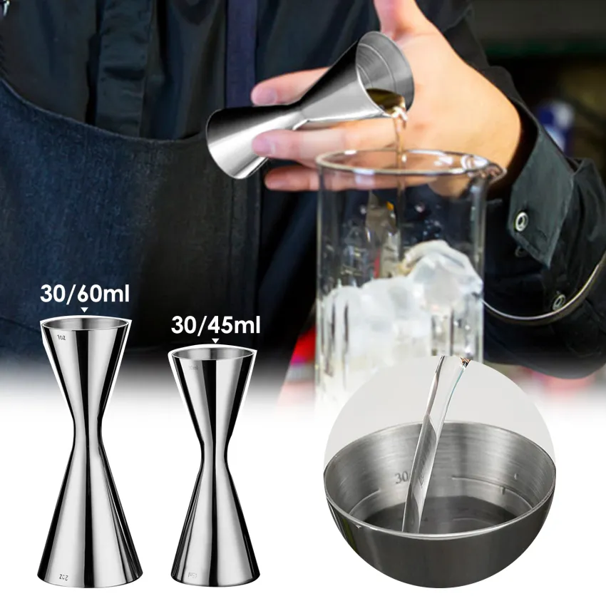 1pc Stainless Steel Measuring Cup With 3 Scale Lines: Ounce, Cup, And  Cocktail Glass