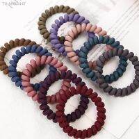 ☸┇◆ 1Pc Women Matt Colors Thick Big Telephone Wire Rubber Bands Stretchy Deep Colors Non-mark Spiral Coil Ropes Solid Hair Ties