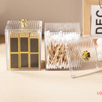 LQ Makeup Storage Organizer ห้องน้ำ Jar ผ้าฝ้าย Swab กล่องเก็บของภาชนะสี่เหลี่ยม