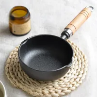 11cm/13cm Cast Iron Signature Saucepan, Small Pot wood Handle, Multipurpose Handy Small Saucepan, Induction Capable