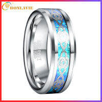 【ทังสเตนเงินสเตอร์ลิงปมสีร่อง Anillo Hombre โอปอลสีฟ้าผู้ชายแหวนทังสเตนเครื่องประดับจัดงานแต่งงาน8มิลลิเมตรแหวนทังสเตนคาร์ไบด์