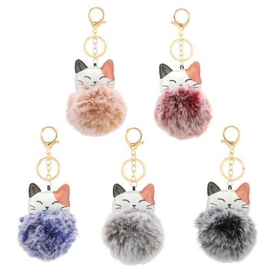 【YF】❡☂✺  Faux Fur Keychain Fluffy Pompom Hair Car Chain Rings Ladies Accessories Keyring Holder