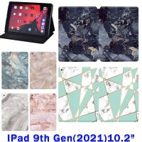 【cw】 Tablet Cover Case for Apple iPad 10.2 inch 9th Generation 2021 New Marble Printed Series Stand Shell   Free Stylus