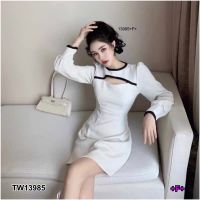 TW13985 เดรสเว้าอกแต่งวิ้ง  Concave-chest dress with wink