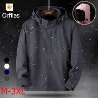 Orfilas ??M-3XL!!เสื้อแจ็กเก็ตกันฝน แบบนิ่ม ทรงหลวม กันน้ํา ขนาดใหญ่ คุณภาพสูง สําหรับผู้ชาย,เสื้อแจ็คเก็ตเดินป่าปีนเขากลางแจ้งสำหรับผู้ชาย แจ็คเก็ตผู้ชาย