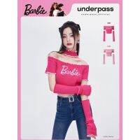 2023 barbie joint model with cuff bump color sweet round collar off a word2023 Style Sleeves Contrast Neck Cropped Navel Shoulder Short Sweater BY722z