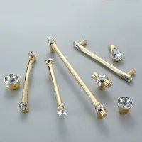 【LZ】❇☇  Gold Crystal Knobs Kitchen Cabinet Handles Shoebox Closet Door Pulls Drawer Knobs Wardrobe Pullers with Screws Hardware