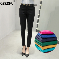 สูงเอวผ้าฝ้ายผู้หญิงกางเกงดินสอ92ซม. 2023สี Candy Elegant Pantalones De Mujer เกาหลีแฟชั่น Slim Office ชุด Capris