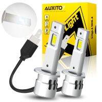 AUXITO 2ชิ้น Canbus พัดลมไฟหน้า LED กับ H1 55W ชิป16-CSP 20000LM หลอดไฟรถยนต์ปลั๊กแอนด์เพลย์เทอร์โบ H1 360 Mini 6500K Highbeam 12V