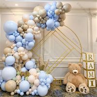 Doubled Cream Peach Apricot Chain วันเกิดตกแต่ง Macaron ลูกโป่งสีฟ้า Garland Ballon Arch งานแต่งงาน Baby Shower Decor