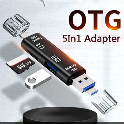5In1 OTG SD TF Card Reader High-speed Transmission Adapter Flash Drive Adapter Type C USB 2.0 Micro USB Card Reader for Computer