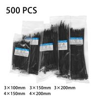 500Pcs Self-Locking Nylon Cable Tie Black And White Plastic Zip Loop Wire Wrap 3×100 3×150 3×200 4×150 4×200mm