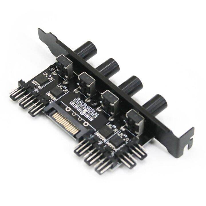 【WorthBuy】 12v Computer Case Fan Hub Regulator 8 Way 4 Knob Sata/3pin