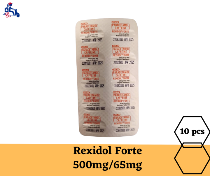 Rexidol Forte ( Paracetamol + Caffeine) 500mg/65mg tablet 10's Lazada PH