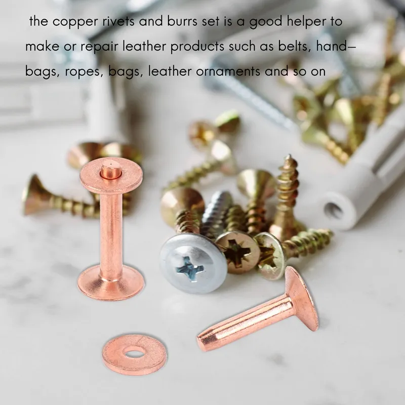 Red Copper Rivet and Burr with Burr Setter Copper Rivet Fastener Install  Setting Tool and Hole Punch Cutter