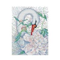 Stamped Cross Stitch Kits Preprinted Embroidery Cloth DIY Needlepoint Kits for Beginners - White Swan 16.1X20.8Inch