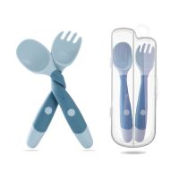 Baby Silicone Spoon Utensils Set Auxiliary Food Toddler Learn To Eat Training Bendable Soft Fork Infant Children Tableware Bowl Fork Spoon Sets