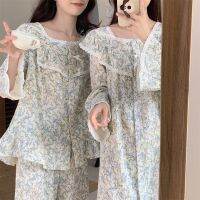 【jw】▦  Cotton Nightdress Floral Printed Nightgown  Bathrobe Nightwear Sleeve D466