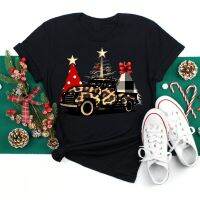 【cw】 Christmas Leopard Truck PrintedFashionChristmasT Shirt KawaiiTee Suitable All SeasonsClothes 【hot】 1