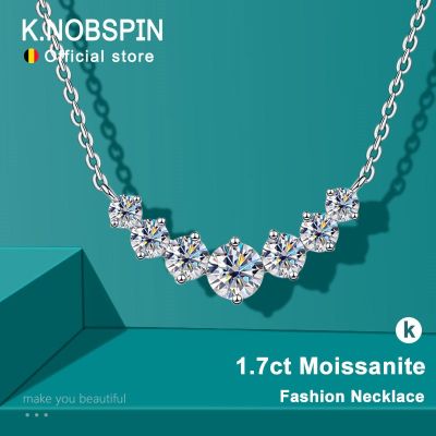 K.nobspin Moissanite สร้อยคอสำหรับงานแต่งงานของผู้หญิงที่ดีอัญมณีมีใบรับรอง925เงินสเตอร์ลิงชุบสร้อยคอทองคำขาว18K