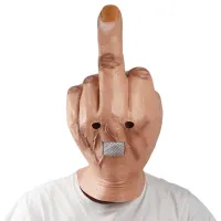 Funny Middle Finger Spoof Latex หน้ากากฮาโลวีน Masque Bar คอสเพลย์ Props Mascarillas Creepy นิ้วมือหน้ากาก Novelty Finger