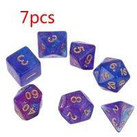 【✆】 7ชิ้น D4-D20อะคริลิ Polyhedral ลูกเต๋า20ด้าน Dices ตารางเกมเล่น W91C