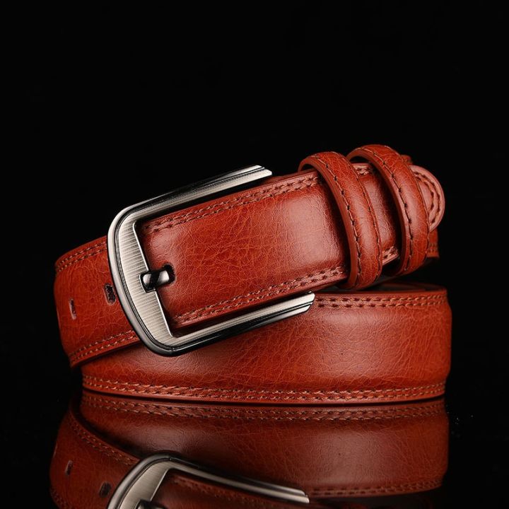 single-layer-cowhide-man-button-holing-needle-belt-leather-business-male-model
