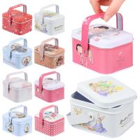 1PC Hand-held Tinplate Box With Lids Vintage Small Suitcase Storage Candy Cookie Box For Wedding Birthday Party Metal Gift Boxes Storage Boxes