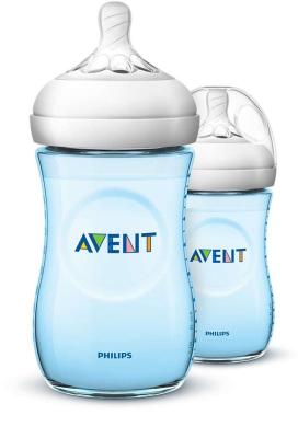 🦄. Philips AVENT ขวดนม รุ่น Natural สีฟ้า ขนาด 9 ออนซ์ / 260ml แพ็คคู่ 2 ขวด