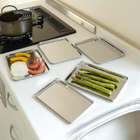 Kitchen Stainless Steel Plate Cooking Dinner Plate Ingredients Plate Household Rectangular Tray Seasoning Bottle Storage Tray