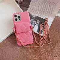 Luxury PU Leather Wallet Card Holder Strap Chain Case For iPhone 12 11 Pro Max 13 Pro max Xs Xr X Crossbody Lanyard Phone Cover