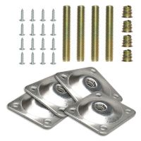 4Sets Metal Leg Fixing Mounting Plates Feet Angled Level Brackets With Dowel Screws Table Sofa Chairs Pads Furniture Hardware Furniture Protectors Rep