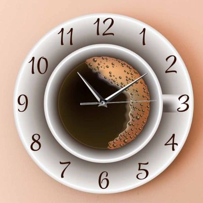 นาฬิกาแขวนผนังธีมแก้วกาแฟโฟมนาฬิกาสำหรับห้องคาเฟ่ตกแต่งแบบนอร์ดิกครัวบ้าน