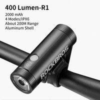 ROCKBROS จักรยานไฟหน้ากันฝนจักรยานชาร์จ USB Light 400LM ไฟหน้าจักรยาน LED 2000MAh ไฟฉายจักรยาน MTB