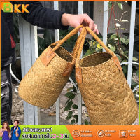 Hand-Woven Rattan Storage Basket Nordic Simple Hamper Organizer For Garden Home Decoration