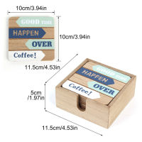 6pcs Square Anti Scalding Table Decoration Office Reusable Home Kitchen Heat Resistant Bar Cup Mat Wood Coaster Set With Holder