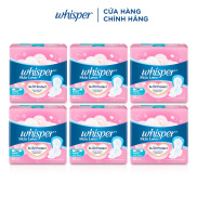 Combo 6 Băng Vệ Sinh WHISPER Skin Love Mặt Bông Siêu Mỏng Cánh Ngày Nhiều