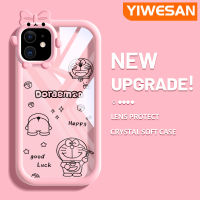 YIWESAN เคสสำหรับ iPhone 11 11 Pro 11 Pro Max,เคสการ์ตูนน่ารักลายโดราเอมอนแฟชั่นใหม่เคสโทรศัพท์โปร่งใสกันกระแทกน่ารักป้องกันเลนส์กล้องมอนสเตอร์น้อยซิลิโคนนิ่ม