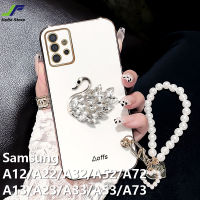 JieFie คริสตัลหงส์โทรศัพท์กรณี Samsung Galaxy A12 / A13 / A32 / A52 / A72 / A22 / A23 / A33 / A53 / A73 / A14 / A24 / A34 / A54 Chrome Luxury Soft TPU ฝาครอบโทรศัพท์ + สร้อยข้อมือ