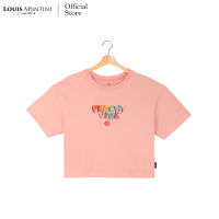 Louis Montini เสื้อครอปผู้หญิง 100% Cotton Women Crop tops (Peachy vibe) LMTS15